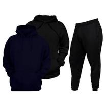 Kit 2 Blusas De Moletom Canguru Capuz Calça Moletom Jogger