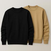 Kit 2 Blusas de Moletom Gola Careca Unissex Premium Streetwear Inverno Kit 2 Blusas de Moletom Gola Careca Unissex Premium Streetwear Inverno