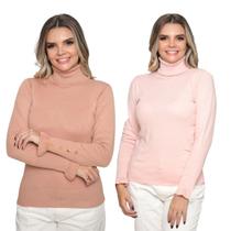 Kit 2 Blusas Feminina de Tricô Manga Longa Cacharrel Moda Inverno