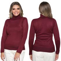 Kit 2 Blusas Feminina de Tricô Manga Longa Gola Alta Tendência Inverno 2024