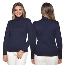 Kit 2 Blusas Feminina de Tricô Manga Longa Gola Alta Tendência Inverno 2024