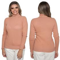 Kit 2 Blusas Feminina de Tricô Manga Longa Gola Alta Tendência Inverno 2024