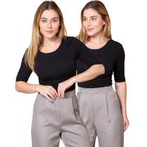 Kit 2 Blusas Feminina Manga 3/4 com Abertura nas Costas