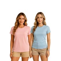 Kit 2 Blusas Feminina Manga Japonesa Gola Redonda Viscolycra Candy Colors