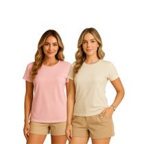 Kit 2 Blusas Feminina Manga Japonesa Gola Redonda Viscolycra Candy Colors