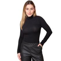 Kit 2 Blusas Feminina Manga Longa Gola Alta Cacharrel de Viscose