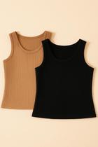 Kit 2 Blusas Feminina Regata Canelada Ribana Premium Social Americana Basica Promoção Cor:Preto e BegeTamanho:M