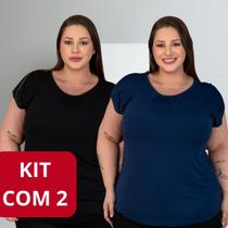 Kit 2 Blusas Femininas Blusinha Camiseta Camisa Blusa Colorida Soltinhas Feminina Com Elastano