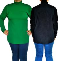 Kit 2 Blusas Femininas Gola Alta Manga Longa Soltinhas Lisas Cores Sortidas Anarruga Pp ao Plus Size Kit 2 Blusas Femininas Gola Alta Manga Longa Soltinhas Lisas Cores Sortidas Anarruga Pp ao Plus Size