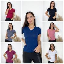 Kit 2 blusas femininas Gola V manga curta. Kit 2 blusas femininas Gola V manga curta.