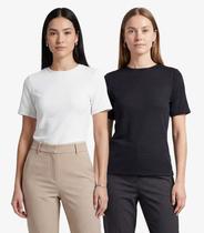 Kit 2 Blusas Femininas Justa Com Manga Curta Infinita Cor Sortidas