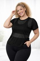 Kit 2 Blusas Fitness de Tule Feminina Plus Size Sobreposição Treino Cor:Preto e MarromTamanho:G1Gênero:Feminino Kit 2 Blusas Fitness de Tule Feminina Plus Size Sobreposição Treino Cor:Preto e MarromTamanho:G1Gênero:Feminino