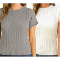 Kit 2 Blusas FMF Feminina Tricô Manga Curta Trama Casual Moderna Kit 2 Blusas FMF Feminina Tricô Manga Curta Trama Casual Moderna