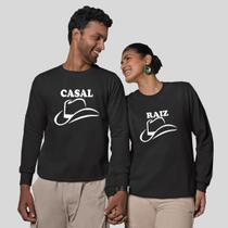 Kit 2 Blusas Frio Moletom Careca Sem Capuz Casal Namorados Casal Raiz