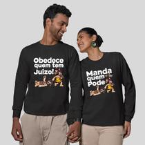 Kit 2 Blusas Frio Moletom Careca Sem Capuz Casal Namorados Frase