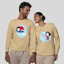 Kit 2 Blusas Frio Moletom Careca Sem Capuz Casal Namorados Heróis