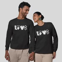 Kit 2 Blusas Frio Moletom Careca Sem Capuz Casal Namorados Love Roça