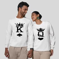 Kit 2 Blusas Frio Moletom Careca Sem Capuz Casal Namorados Rei