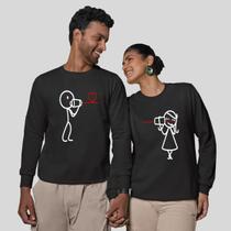 Kit 2 Blusas Frio Moletom Careca Sem Capuz Casal Namorados Telefone
