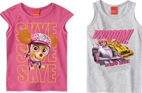 Kit 2 Blusas Infantil Patrulha Canina Rosa e Cinza - Malwee