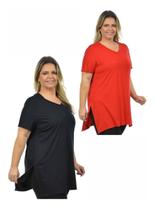 Kit 2 Blusas Longline Plus Size Feminino