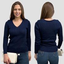 Kit 2 Blusas Manga Longa Feminina Trico Modal Trança Inverno