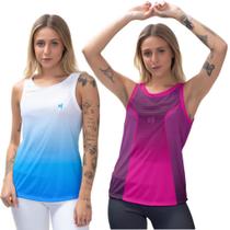Kit 2 Blusas Regata Feminina Academia Pilates Dry Tecido Leve Proteção UV50