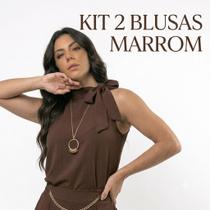 Kit 2 Blusas Sociais Femininas Duna com Laço Tendência e Elegância Kit 2 Blusas Sociais Femininas Duna com Laço Tendência e Elegância