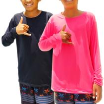 KIT 2 Blusas Térmica Infantil Unissex Proteção Solar UV Moda Praia Piscina Verão Dry-fit Tecido Leve