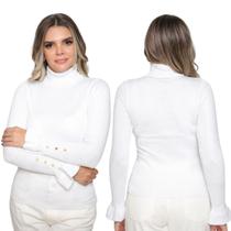 Kit 2 Blusas Trico Manga longa com Botão Casual Inverno