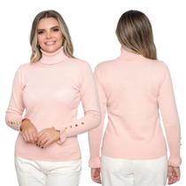 Kit 2 Blusas Tricot Botão na Manga Moda Casual Inverno 2024