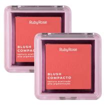 Kit 2 Blush Compacto Ruby Rose BL40 HBF8614