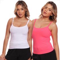 Kit 2 Blusinha Alcinha Regata Fitness Canelada Básica
