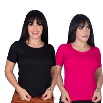 Kit 2 Blusinhas Feminina Canelada Básica Casual T-Shirt cores candy