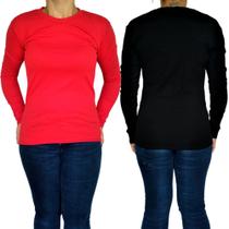 Kit 2 Blusinhas Femininas Gola Alta Manga Longa Justas Lisas Cores Sortidas Canelado Pp ao Plus Size