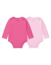 Kit 2 Bodies Bebê Menina Pink/Rosa Claro Brandili Kit 2 Bodies Bebê Menina Pink/Rosa Claro Brandili