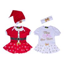 Kit 2 Bodies Fantasia Mamãe Noel + Ano Novo Saia + Acessórios