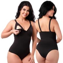 Kit 2 Body Amamentação Modelador Redutor Aperta Barriga Pós Parto Segunda Pele Suplex Sem Bojo