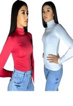 kit 2 Body Básico Feminino Manga Longa Gola Alta 4 Estações