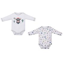 Kit 2 Body Bebê Menino Suedine Estampado Camping Upi Uli Kit 2 Body Bebê Menino Suedine Estampado Camping Upi Uli