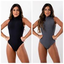 KIT 2 Body Canelado Gola Alta Regata Inverno Verão