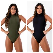 KIT 2 Body Canelado Gola Alta Regata Inverno Verão KIT 2 Body Canelado Gola Alta Regata Inverno Verão
