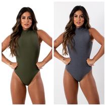 KIT 2 Body Canelado Gola Alta Regata Inverno Verão KIT 2 Body Canelado Gola Alta Regata Inverno Verão
