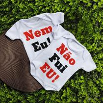 Kit 2 Body de Bebe Gêmeos Manga Curta Frases para Gêmeos Unissex 100% Suedine