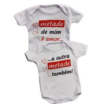 Kit 2 Body de Bebe Gêmeos Manga Curta Frases para Gêmeos Unissex 100% Suedine Kit 2 Body de Bebe Gêmeos Manga Curta Frases para Gêmeos Unissex 100% Suedine