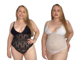 Kit 2 Body De Renda Plus Size Extra Grande Com Forro Confortável