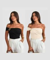 KIT 2 BODY Feminino Fivela Elegante 0rgânico Poliamida Suplex PremiumTendência Outono Inverno Frio