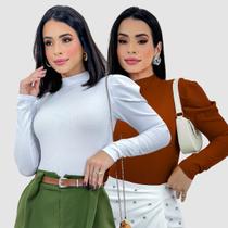 Kit 2 Body Feminino Manga Princesa Longa Tendência Inverno Kit 2 Body Feminino Manga Princesa Longa Tendência Inverno