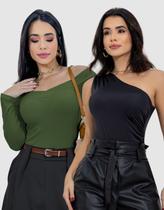 Kit 2 Body Feminino Social Elegante Confortável Moda Tendência 2025