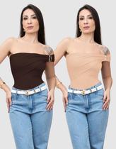 Kit 2 Body Feminino Um Ombro Só Suplex Fivela Orgânica Moda Blogueira 2025